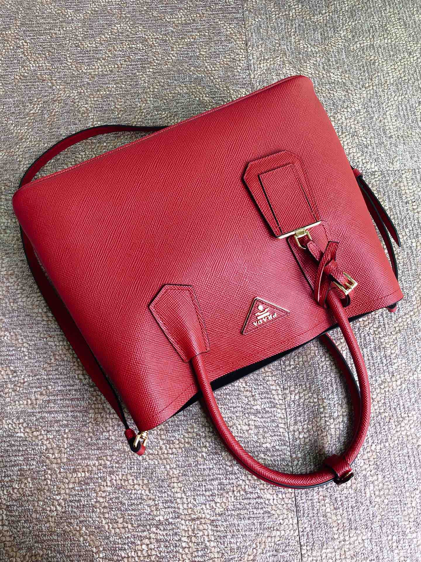 Prada Double Saffiano Leather Bag Shoulder Bag Red 1BG775